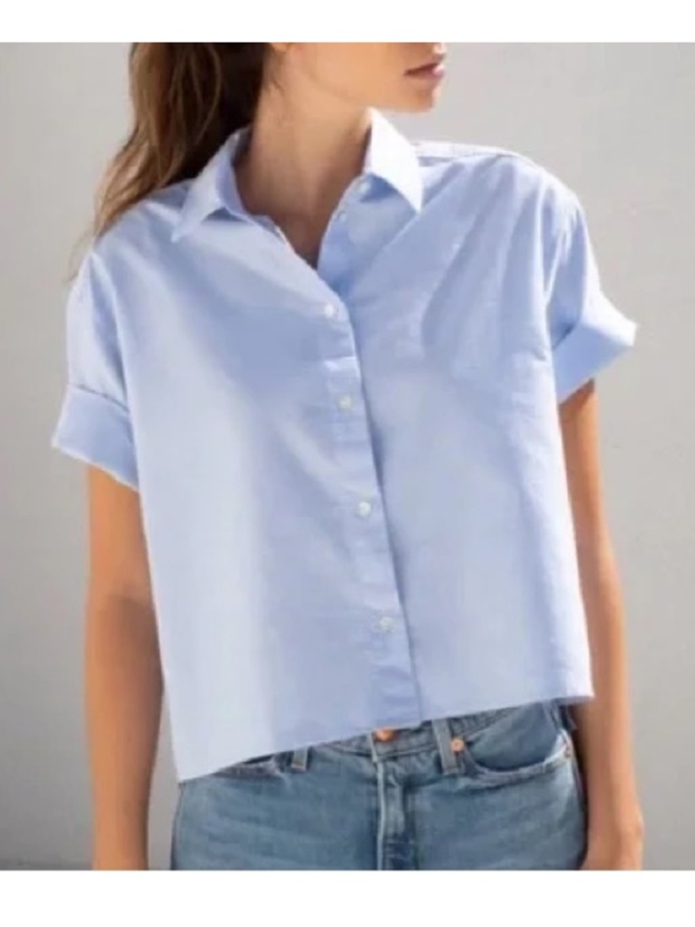 AYR The Bookclub Cropped Button Down Shirt